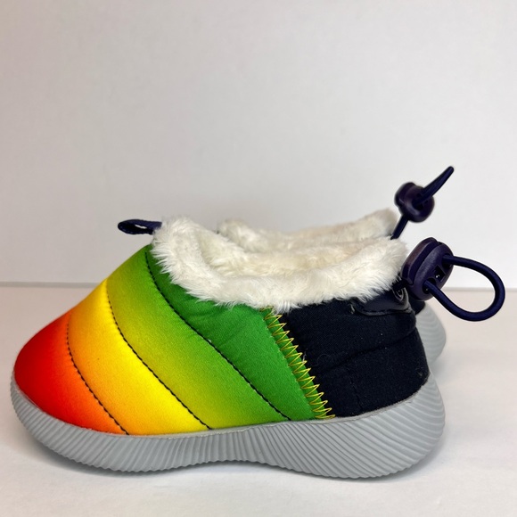 Lands End Toddler Faux Fur Lined Slip On Booties Size 8M Multi Colored NWOT - Picture 4 of 9
